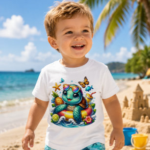 Baby Sköldpadda flyter runt med stil i sommar T Shirt