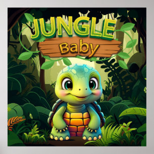Baby Sköldpadda, Söt Sköldpadda Djur Karaktär 🐢 Poster