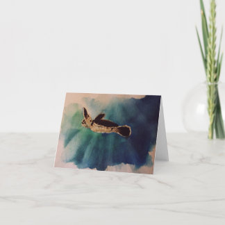 baby sköldpadda vid yta vattenfärg kort