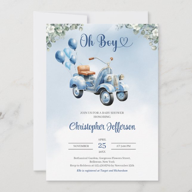 Baby-skolvar eucalyptus Baby Shower Inbjudningar (Framsida)