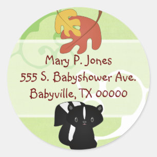 Baby Skunk Address Label Stickers Runt Klistermärke
