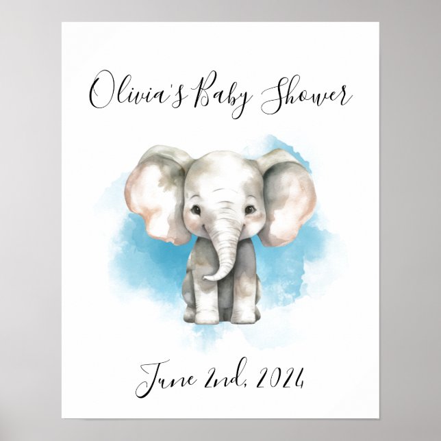 baby-skylt över elefantbabydusch för akryl poster (Framsidan)