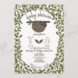 Baby Sloth Baby Shower Greenery Inbjudningar