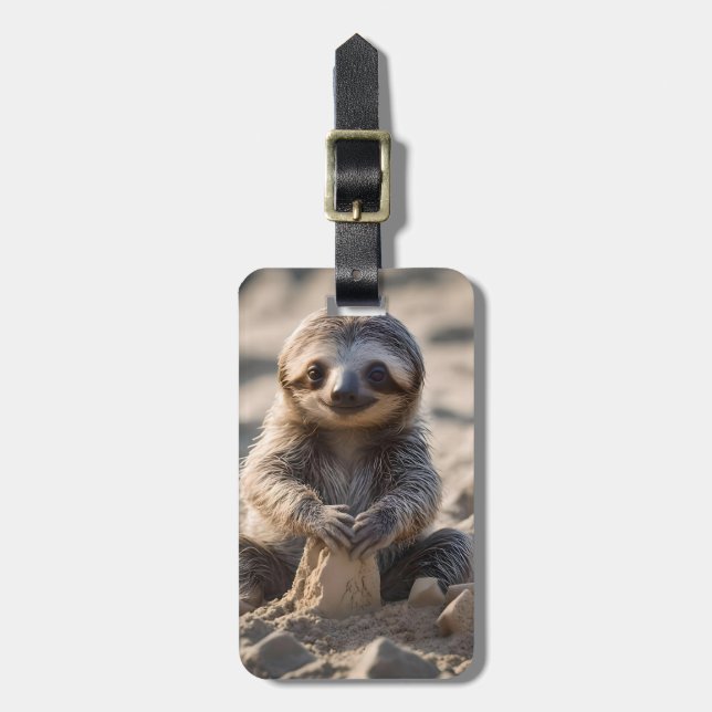 Baby Sloth Byggnad Sand Castles Bagagebricka (Vertikal Framsida)