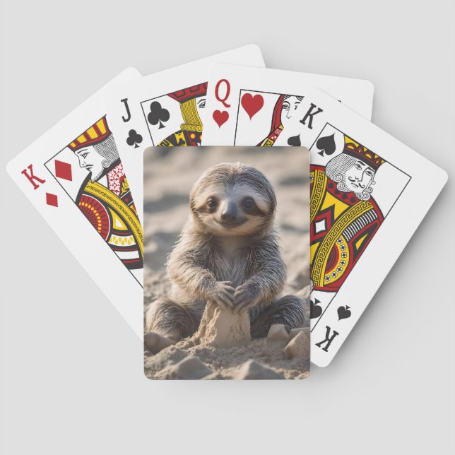 Baby Sloth Byggnad Sand Castles Casinokort (Baksidan)