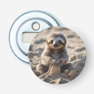 Baby Sloth Byggnad Sand Castles Flasköppnare