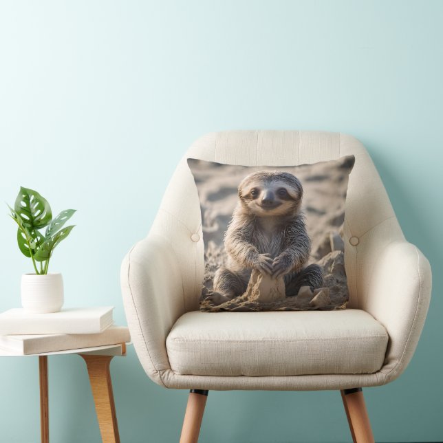Baby Sloth Byggnad Sand Castles Kudde (Stol)