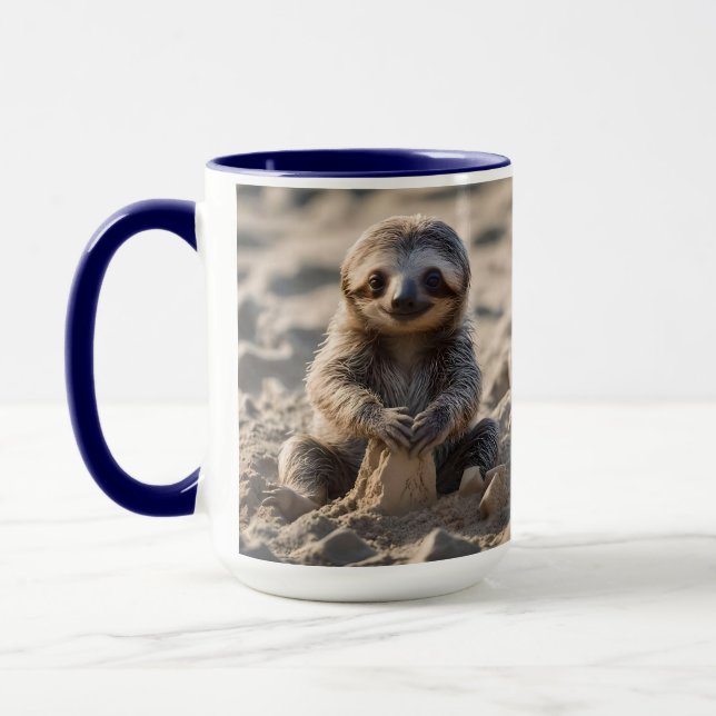 Baby Sloth Byggnad Sand Castles Mugg (Vänster)