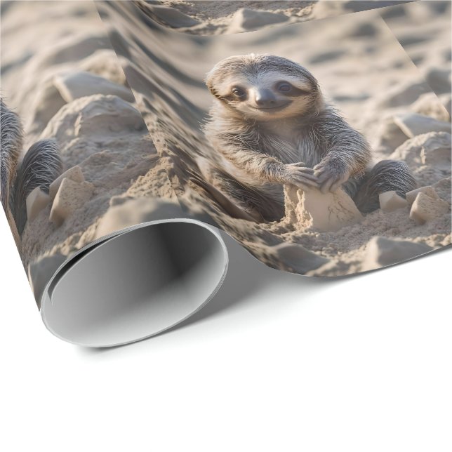 Baby Sloth Byggnad Sand Castles Presentpapper (Rullad Hörn)
