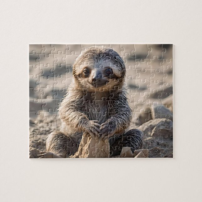 Baby Sloth Byggnad Sand Castles Pussel (Horisontell)