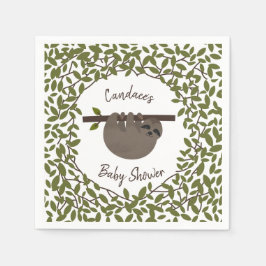 Baby Sloth Greenery Baby Shower Pappersservett