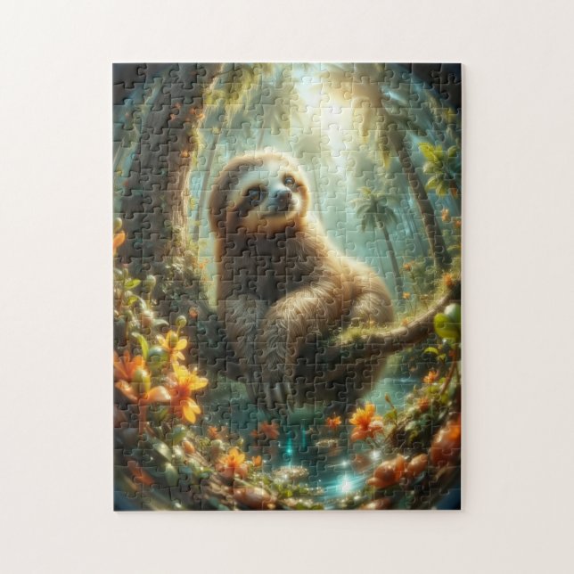 Baby Sloth i solljus Pussel (Vertikal)