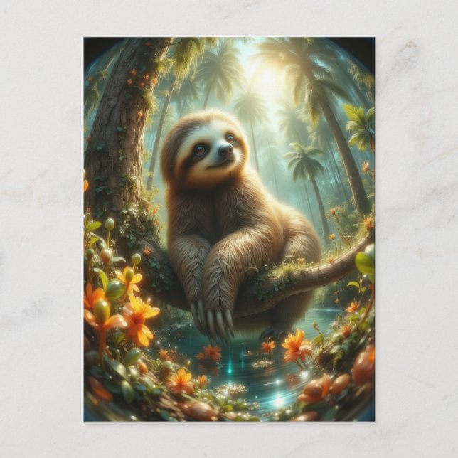 Baby Sloth i solljus Vykort (Framsida)