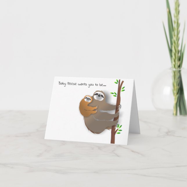 Baby Sloth och Godparent Godfather Frieri Inbjudan (Framsida)