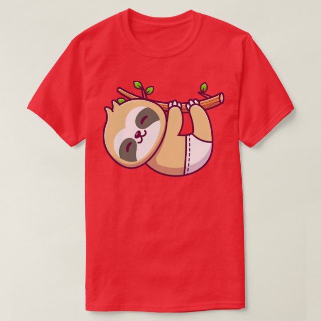 Baby Sloth på Träd och kläder på bryggerier T Shirt (Design framsida)