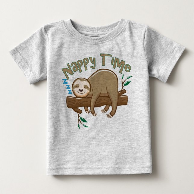 Baby Sloth Sömnig tid! T Shirt (Framsida)