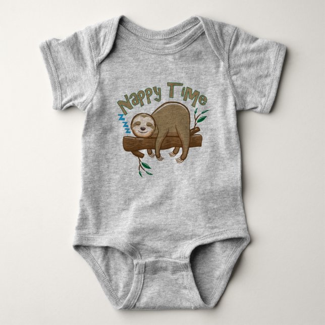 Baby Sloth Sömnig tid! T Shirt (Framsida)