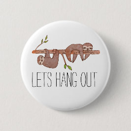 Baby Sloths hängande på Träd Mönster Knapp