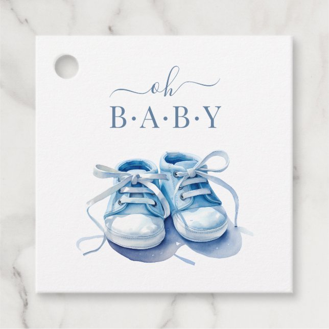 Baby Sneakers Baby Shower-inbjudan, Pojke Gåvor Etiketter (Framsida)