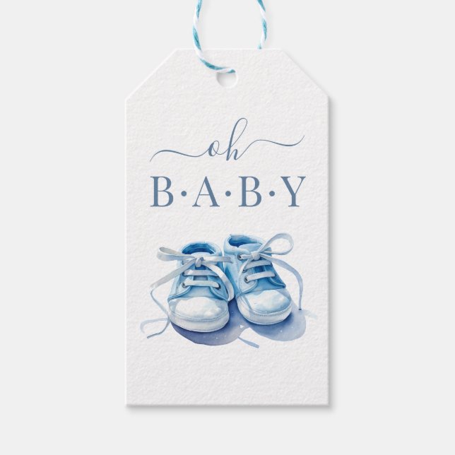 Baby Sneakers Baby Shower-inbjudan, Pojke Presentetikett (Framsidan)