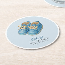 Baby Sneakers Sports Baby Shower  Underlägg Papper Rund