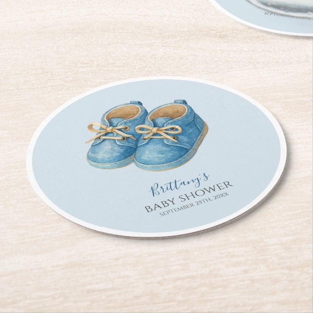 Baby Sneakers Sports Baby Shower  Underlägg Papper Rund (Vinklad)