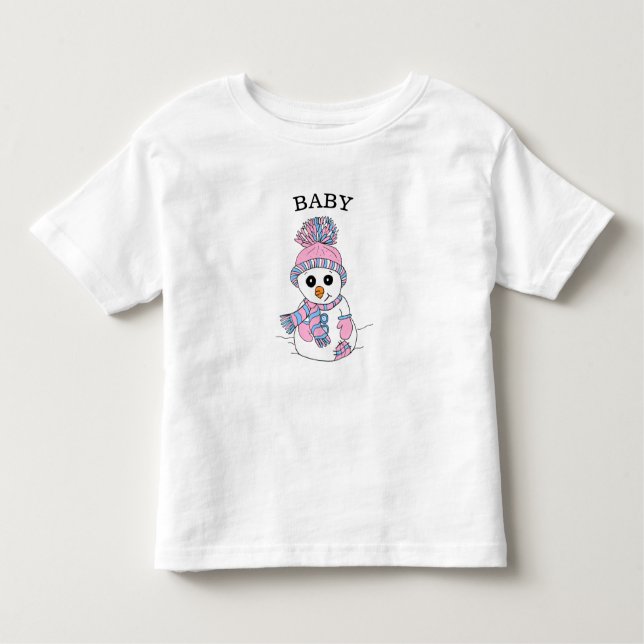 Baby Snögubbe Cute Whimsical jul T Shirt (Framsida)