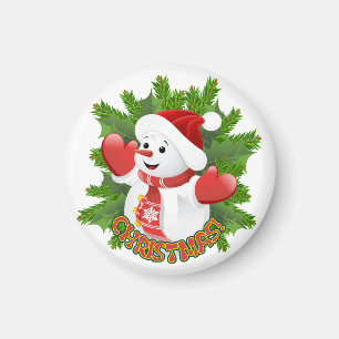 Baby Snögubbe med Crystal Snöflingor Ornament Magnet