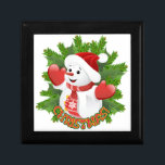 Baby Snögubbe med Crystal Snöflingor Ornament Minnesask<br><div class="desc">Crystal snöflingor-bakgrund med söt Baby Snögubbe för Helgdagar under julen</div>
