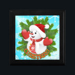 Baby Snögubbe med Crystal Snöflingor Ornament Minnesask<br><div class="desc">Crystal snöflingor-bakgrund med söt Baby Snögubbe för Helgdagar under julen</div>