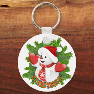 Baby Snögubbe med Crystal Snöflingor Ornament Nyckelring