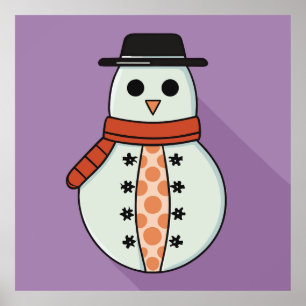 Baby snögubbe vid jul poster