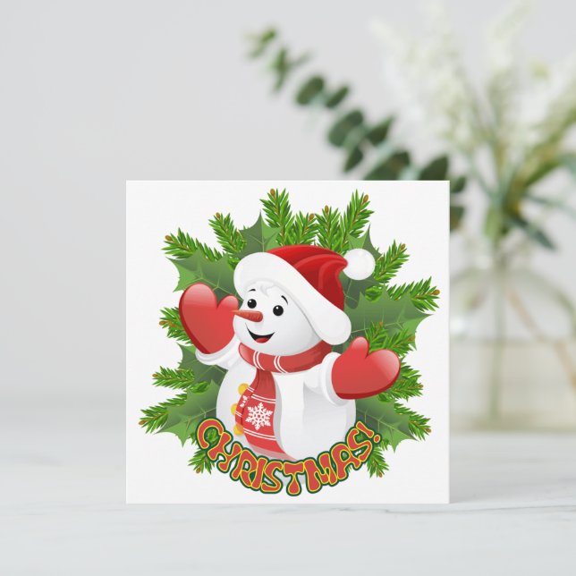Baby Snöman med kristall snöflingor prydnad Inbjudningar (Stående Fram)