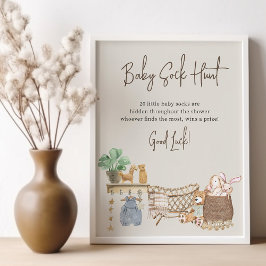 Baby Sock Hunt Boho Baby Nursery Baby Shower Game Poster