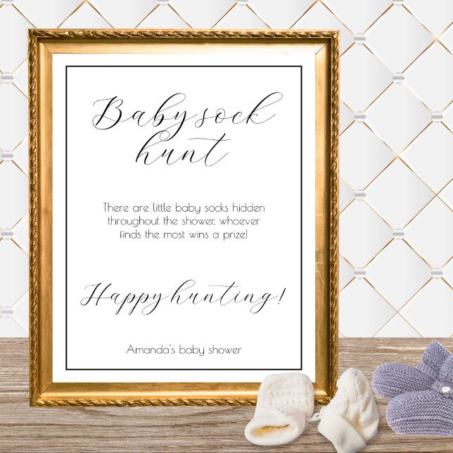 Baby Sock Hunt Minimalist Baby Shower-spel Poster (baby sock hunt baby shower game minimalist elegant gender neutral baby shower games)