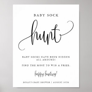 Baby Sock Hunt Shower Game Minimalist Calligraphy Poster