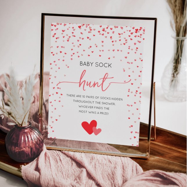 Baby Sock Hunt Sign Baby Shower-spel Poster (little sweetheart baby shower)