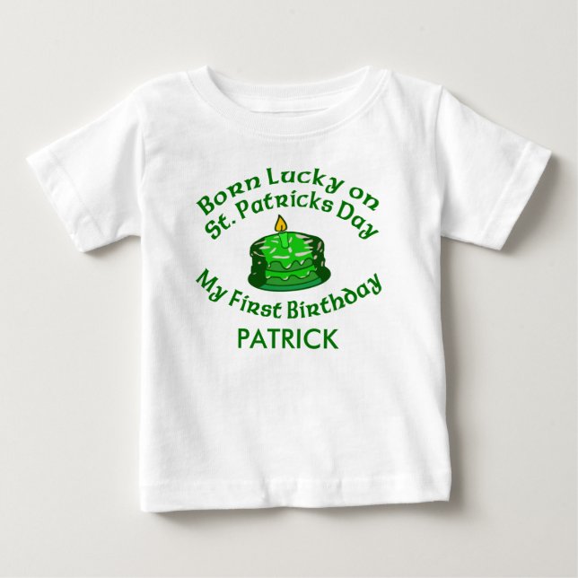 Baby som är född på daganpassade för St. Patricks T Shirt (Framsida)