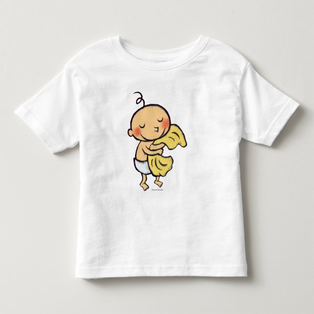 Baby som kramar den mjuka gula filten tee shirt (Framsida)