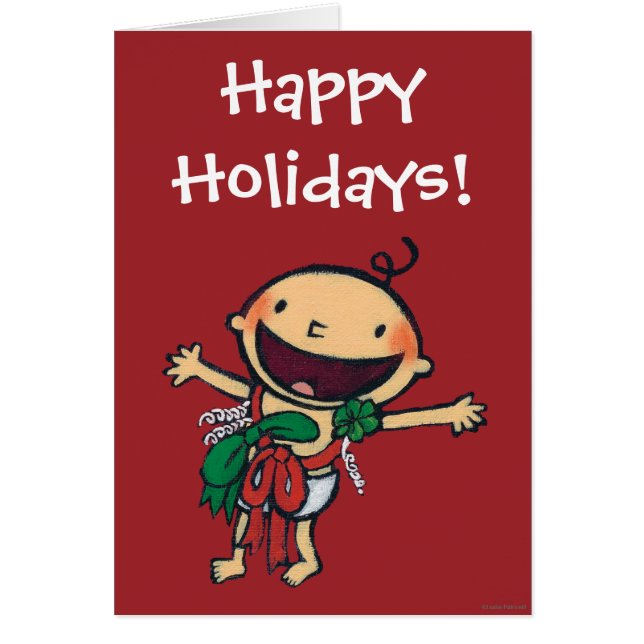 Baby som slås in i pilbågar för jul hälsningskort (Framsidan)