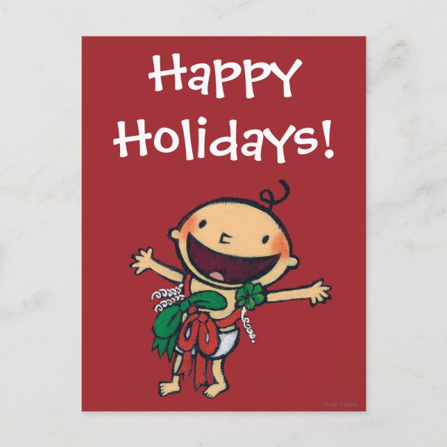 Baby som slås in i pilbågar för jul helg vykort (Framsida)