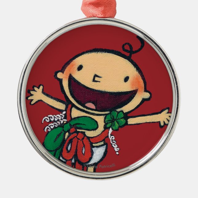 Baby som slås in i pilbågar för jul julgransprydnad metall (Framsidan)