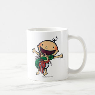 Baby som slås in i pilbågar för jul kaffemugg