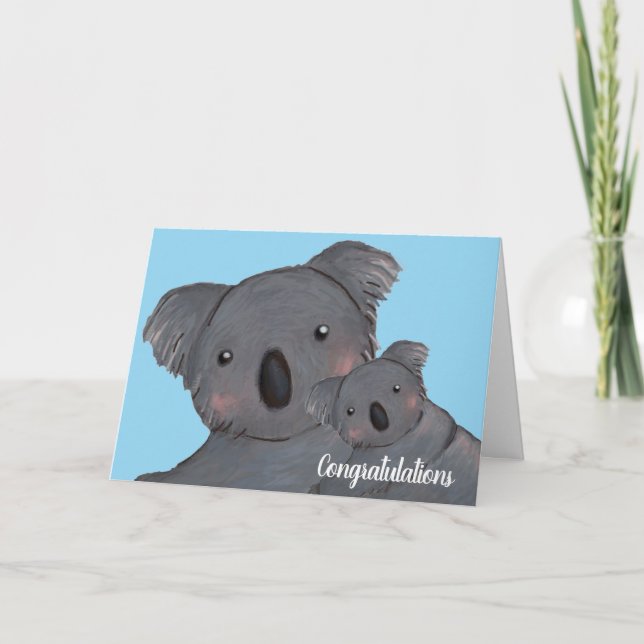 Baby son grattis koala blue card kort (Framsida)