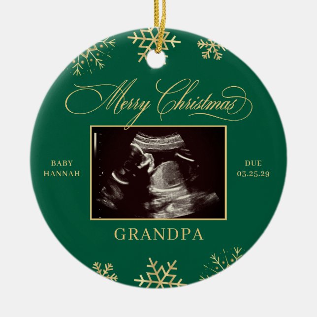 Baby Sonogram Grandpa Grandma Ultrasound jul jul Julgransprydnad Keramik (Framsidan)