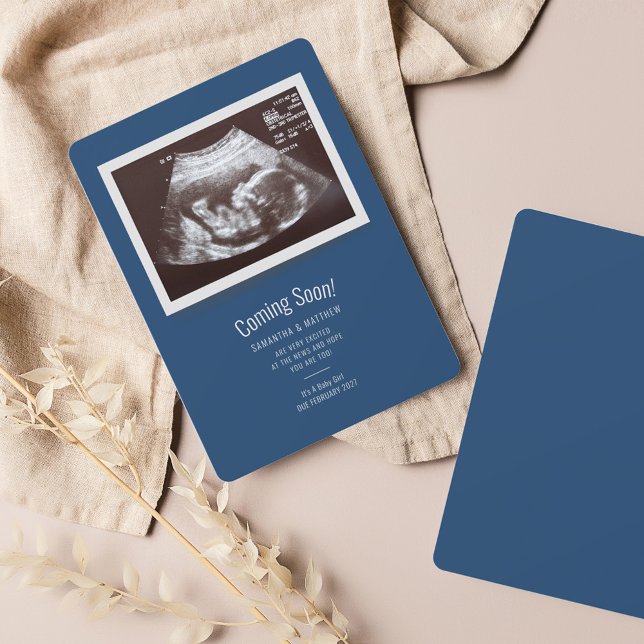 Baby Sonogram kommer snart Gravid Meddelande om at (Coming Soon Pregnancy Announcement Sonogram Photo Card)