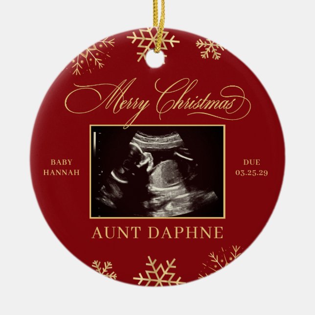 Baby Sonogram Surprise Family Ultrasound jul jul Julgransprydnad Keramik (Framsidan)
