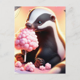 Baby, söt djur med bomullskandy, postkorsning vykort