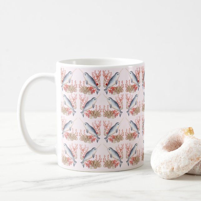 Baby söt Narval hav snigelskal  Kaffemugg (Med munk)