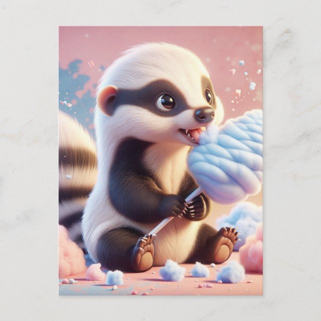 Baby, sött djur med bomullssocker, Postcrossing Vykort (Framsida)